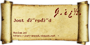 Jost Árpád névjegykártya